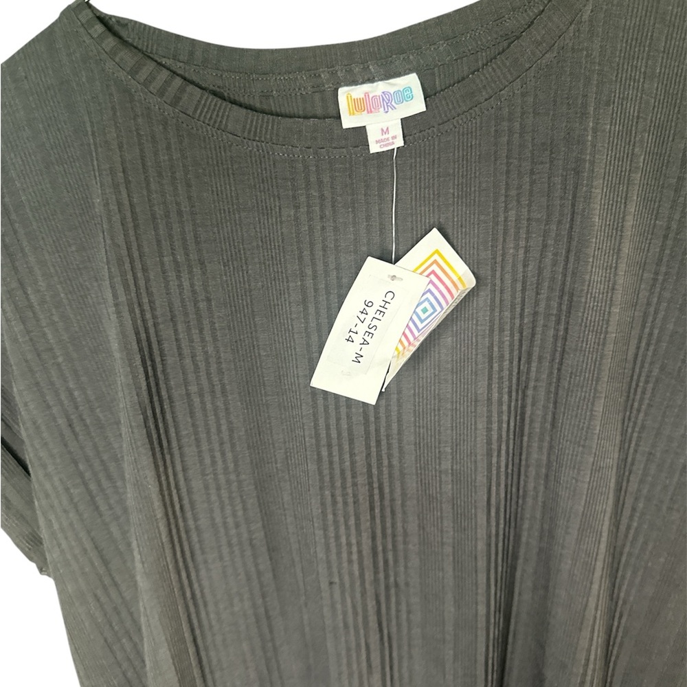 LuLaRoe Gray Ribbed Short Sleeve Tee